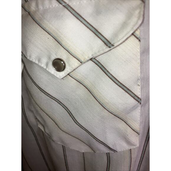 Vtg Miller Western Wear Men's 16x35 Pearl Snap Shirt White Stripped - Picture 6 of 11